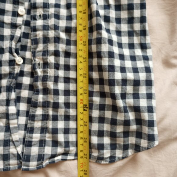 Y2K J.Crew gingham button up navy white check slim fit organic cotton M - Picture 5 of 7